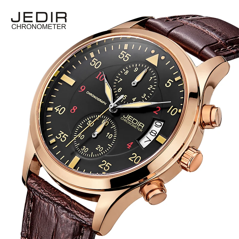 

JEDIR Number Scale Multifunction Sub Dials Calendar Quartz Movement Hardlex Buckle Steel Canvas Band Sports Men Watch
