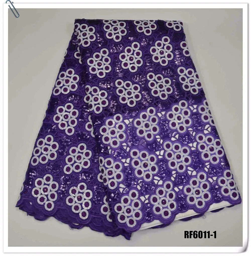 RF6011 1 purple 2017 new african sequins organza lace/african handcut