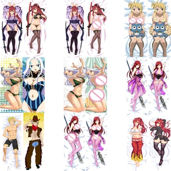 

October update Anime Fairy Tail Natsu Lucy Heartfilia & Erza Scarlet hugging Body pillowcase cover Dakimakura pillow cover case
