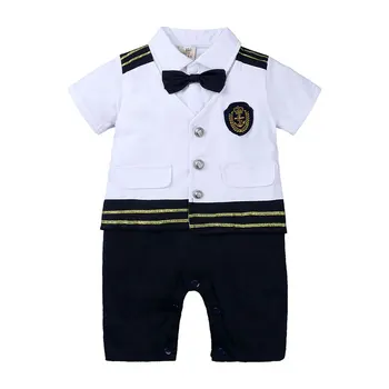 

Summer Baby Rompers Cotton Short Sleeve Bow Newborn Baby Clothes Gentleman Style Toddle Infant Boys Clothes 6-36 Months