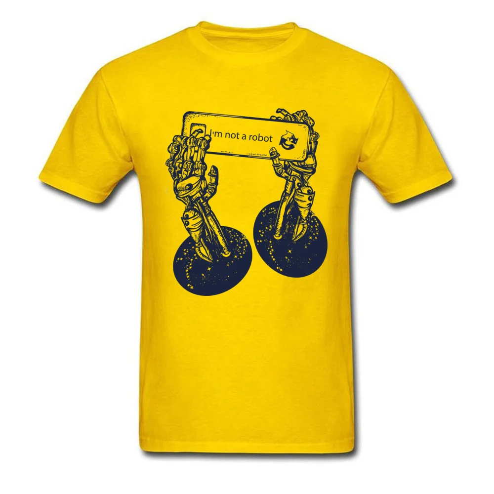 Robot hands 2018 Newest Fitness Tight T Shirt Round Collar 100% Cotton Short Sleeve Tops T Shirt for Adult T Shirt Summer/Autumn Robot hands yellow