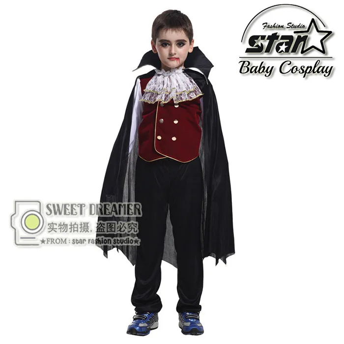 

Boy Vampire Costumes Children's Set Role Play Kids Vampire Costumes Halloween Cosplay Evil Edward Gentleman Suit Set