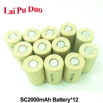 

1.2V SC2000mAh Rechargeable Battery Cells 2.0Ah NI-CD 10A Discharging Replace For Hitachi Power Electric Drill 12 Pieces