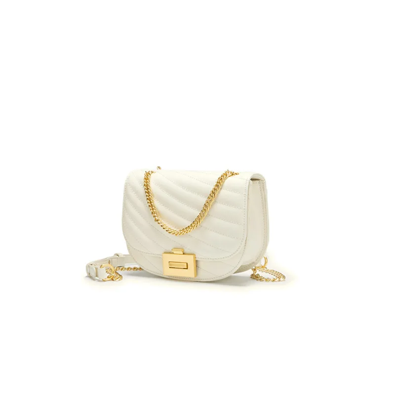 

LOVELY Saddle Package Oblique Satchel Genuine Leather Diamond Lattice Package