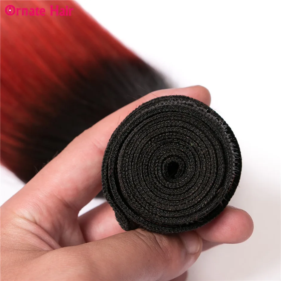 Ombre Colored Human Hair Bundles With Closure Peruvian Straight Hair Bundles With Closure Ornate Hair Non Remy T1b/red 12-24inch Ombre Colored Human Hair Bundles With Closure Peruvian Straight Hair Bundles With Closure Ornate Hair Non Remy T1b/red 12-24inch
