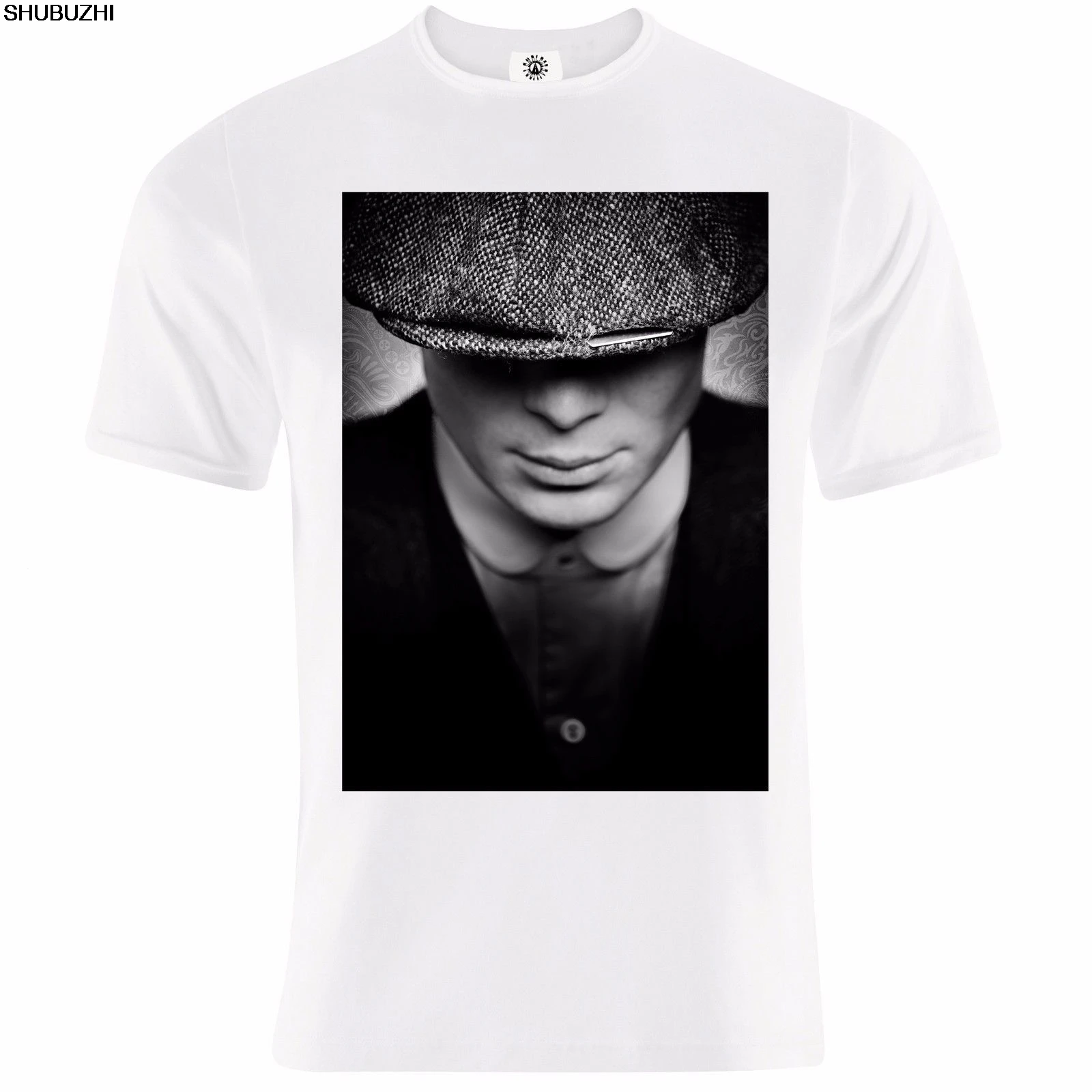 

Tommy portrait peaky blinders gangster Tv Print T Shirt Mens Short Sleeve Hot T Shirt Cotton Men Short Sleeve Tee Shirts