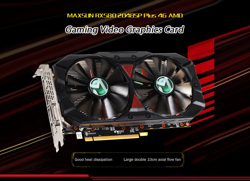 Видеокарта Origianl MAXSUN Radeon RX580 2048SP Plus 4 ГБ для игр GDDR5 карта AMD поддерживает DP HDMI DVI