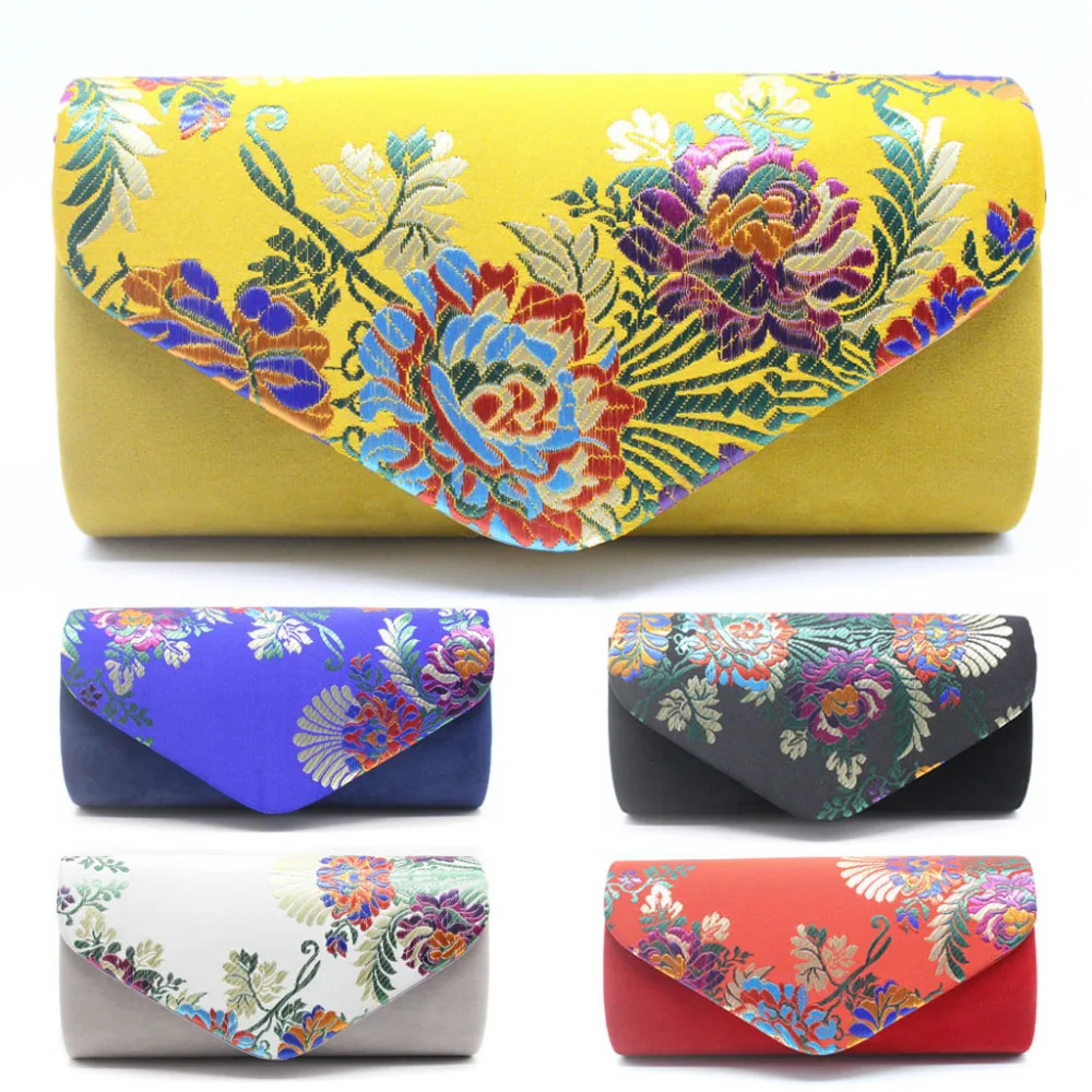 

Fashion Women's Bags One Shoulder Pure Color Geometric Hasp Flower Embroidery PU Leather Chain Phone Party Evening Bag 10Apr 30