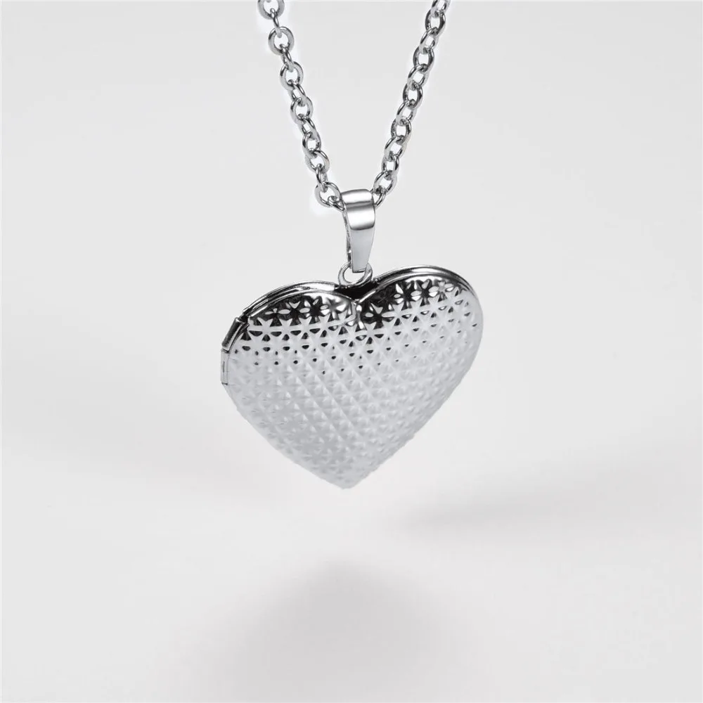 U7 Heart Necklace Pendant Photo Locket Frame Memory Jewelry Rolo Chain 22
