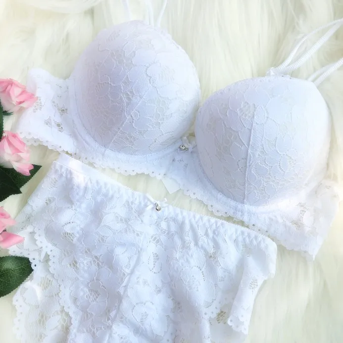  Bra set Lace Lingerie Panty Set Intimates Women Sexy Embroidered Lace Push Up A B C Cup Underwear S