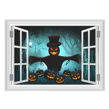 halloween 3d fake window party funny decoration accessories pumpkin light ghost home wall decals scary art mural decor stickers - Halloween Window Decals halloween 3d fake window party funny decoration accessories pumpkin light ghost home wall decals scary art mural decor stickers - Halloween Window Decals