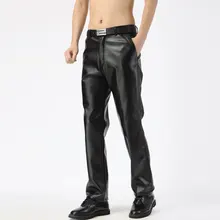 Горячая новинка мужские свободные повседневные Модные весенне-зимние черные брюки из искусственной кожи локомотив брюки для папы 28-39