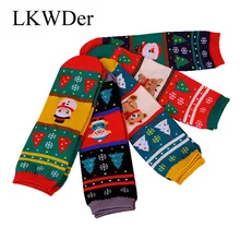 5 пар женских рождественских носков забавные короткие носки для празднования Нового года с оленем, Санта Клаусом милые носки для девочек