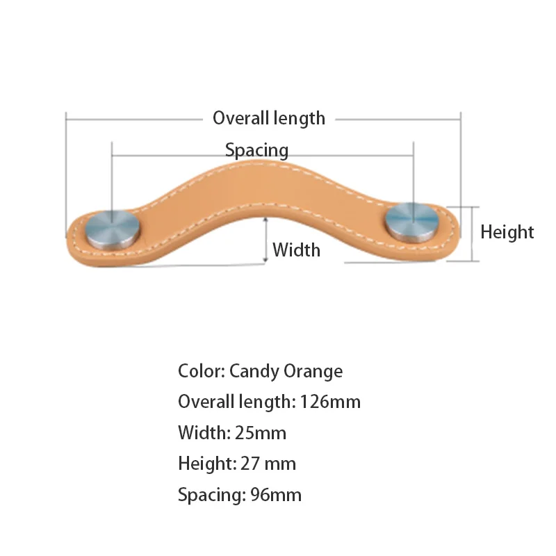 Кожаная ручка для мебели, современный минималистичный стиль, кожаная ручка, Детская дверная ручка, ручка для ящика шкафа - Цвет: 96 hole orange