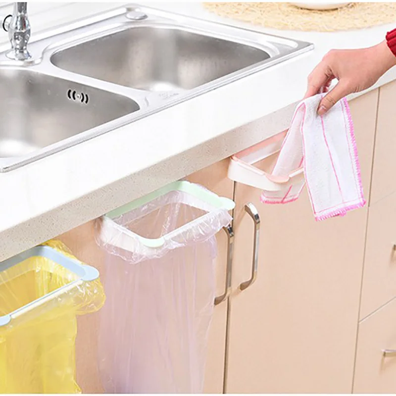 ABS Cupboard Hanging Organizer Rack Cabinet Door Garbage Bags Holder Kitch  Trash Organizer Hook Kitchen Accessories (5)