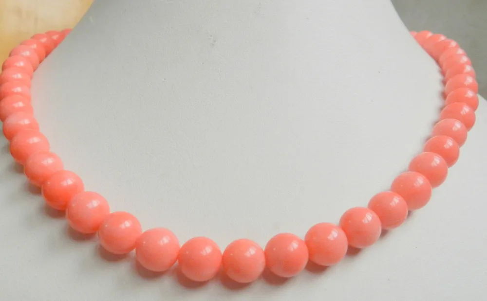 

Free Shipping>>new hot New Genuine 8mm South Sea Coral Round Beads Necklace 18inch