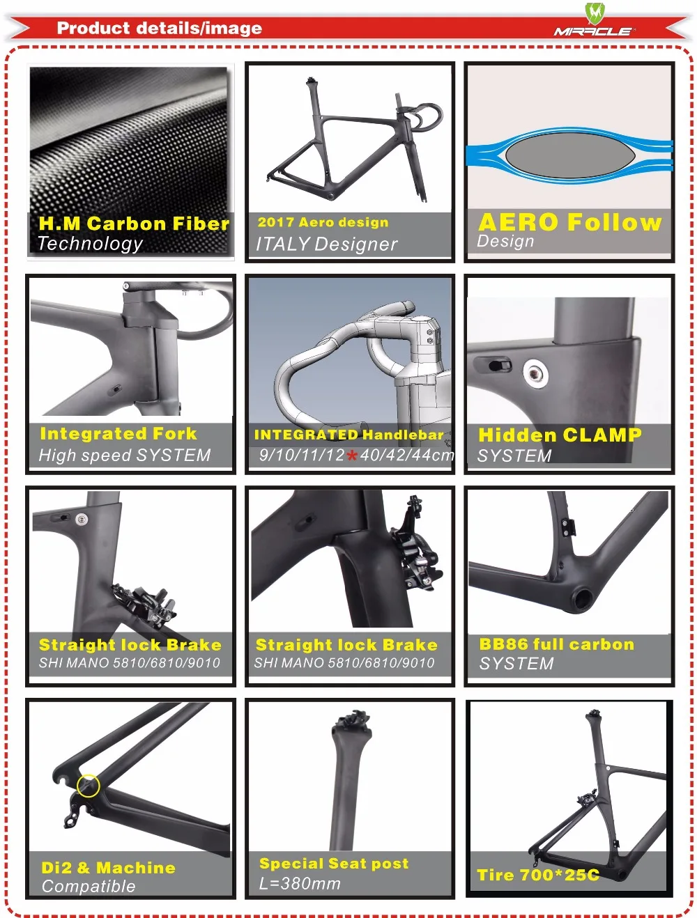 Discount 2018 Miracle New Design Carbon Aero Bicycle Frame 49cm,52cm,54cm,56cm,59cm BB86 UD matte 4 Discount 2018 Miracle New Design Carbon Aero Bicycle Frame 49cm,52cm,54cm,56cm,59cm BB86 UD matte 4