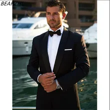 Смокинг для костюм для свадьбы черные мужские воротником портной костюмы высокого качества Торжественная одежда Slim Fit