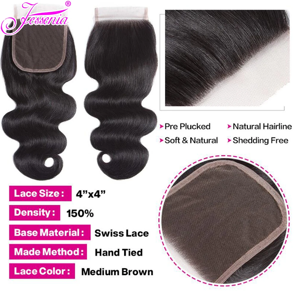 Body Wave Bundles With Lace Closure Brazilian Hair Weave Bundles with 4*4 Closure 4 PCS 100% Human Hair Bundles With Closure Body Wave Bundles With Lace Closure Brazilian Hair Weave Bundles with 4*4 Closure 4 PCS 100% Human Hair Bundles With Closure