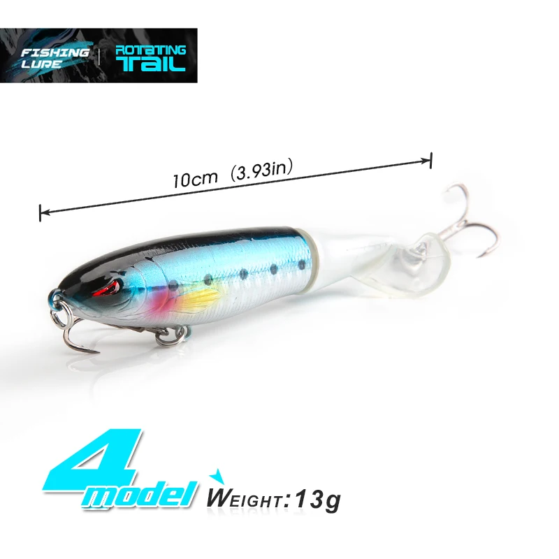 DONQL Minnow Rotating Tail Fishing Lure 10cm 13g With Soft Whirling Tail Treble Hooks Whopper Popper Topwater Fishing Baits      (11)