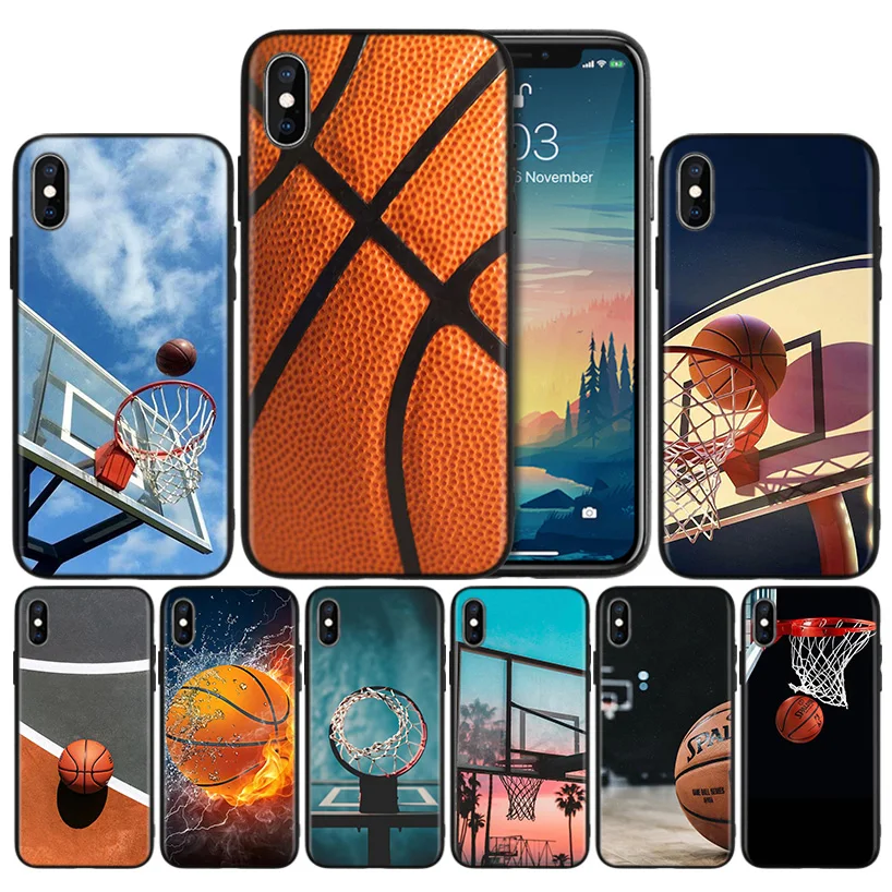 

Basketball Soft Black Silicone Case Cover for iPhone 7 8 XS Max XR X 6 6S 5 5C 5S SE Plus