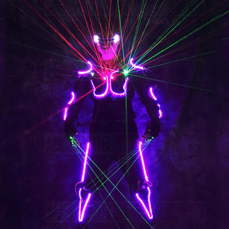 

Free shipping mens light up LED tron costume led light costume performance wear
