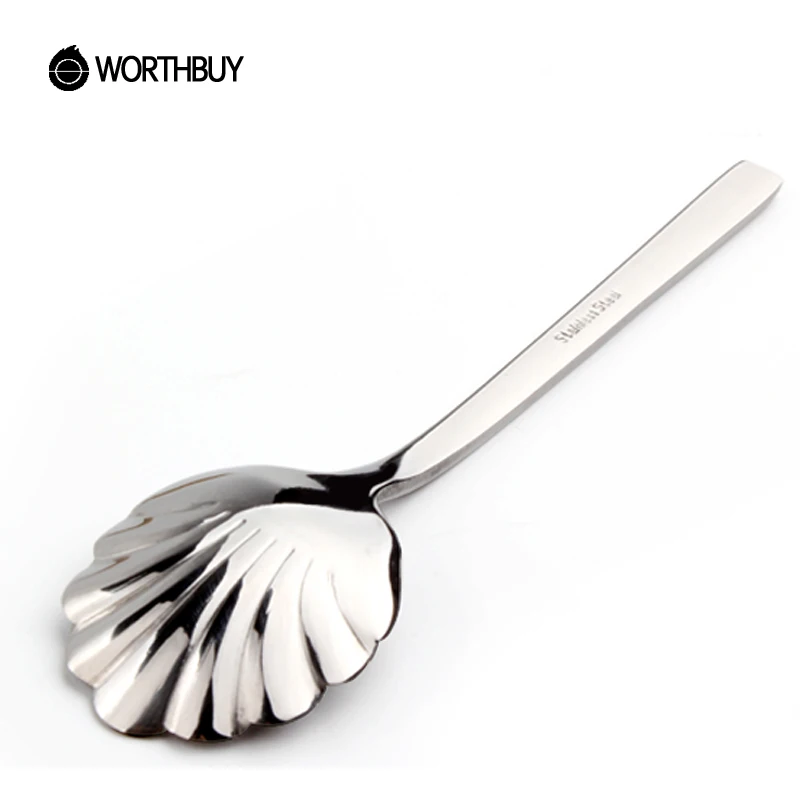 WORTHBUY Западная десертная ложка из нержавеющей стали с длинной ручкой для салата