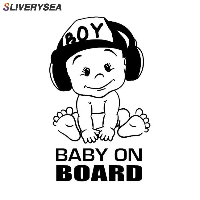 

SLIVERYSEA Baby on Board Vinyl Sticker Car Decal Sticker for Car Window Funny Cute Cool Boy Design Waterproof