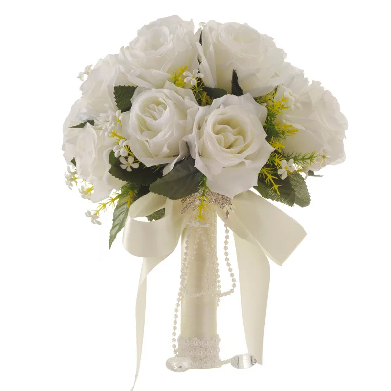 

Korean White Simulation Flower Wedding Bride Bouquet Hand Tied Flower Decoration Creative Western-style Wedding Decoration