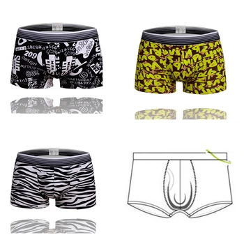 

2019 Summer Printed Fancy Fitness Design Breathable Cotton Boxer Trunk Men Soft Underwear Sexy Underpants Male Underwear Shorts