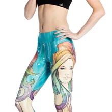 Для женщин гибкие Русалка girlprint Плотные брюки тренировки тренажерный зал Бег Йога Спорт Фитнес упражнения Леггинсы для женщин дропшиппинг