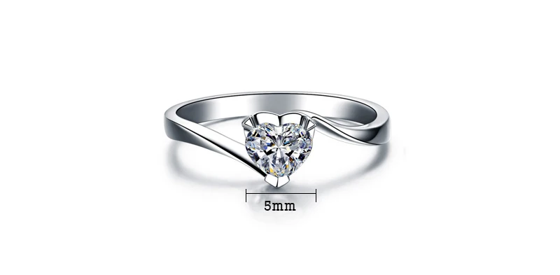COLORFISH 925 серебро в форме сердца камень кольца для Для женщин Solitaire Обручение обручальное кольца подарок любимым - Цвет основного камня: Прозрачный