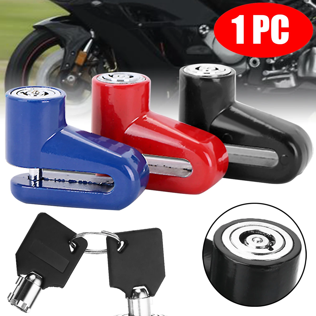 

1PC Heavy Duty Motorbike Disk Brake Rotor Lock Security Anti-theft Solid Locks For Moped Scooter Electromobile Bicycle
