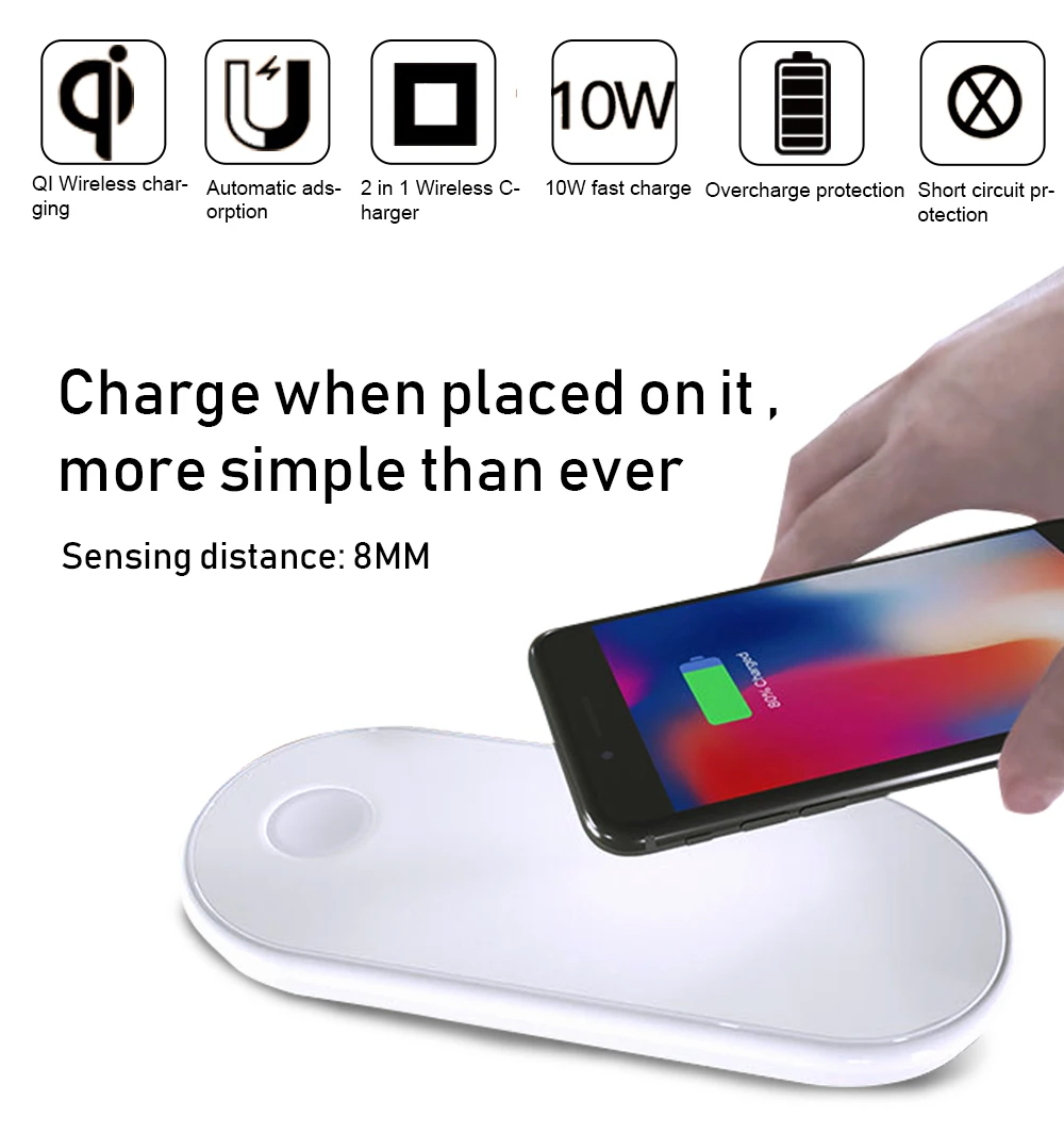 Portefeuille 3 in 1 10W 7.5W 5W 2.5W QI Wireless Fast Charger For iPhone X 8 Plus Samsung Apple Watch Charger Holder For Airpods (2)