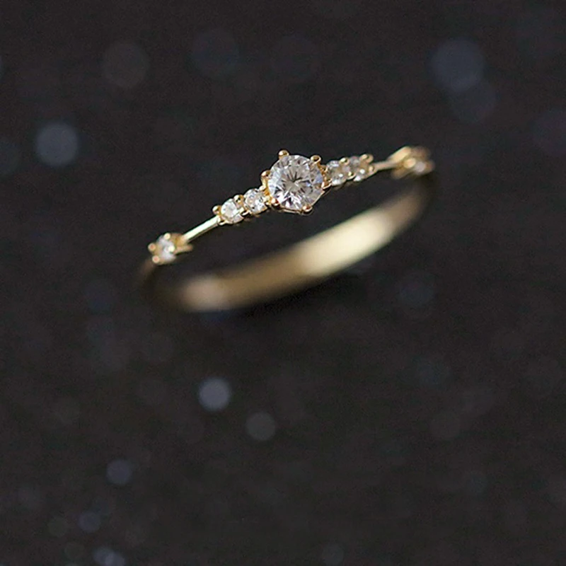 

Tisonliz Cute Dainty Thin Women's Crystal Rings Delicate Rings Engagement Love Rings Stacking Anniversary Gifts Wedding Jewelry