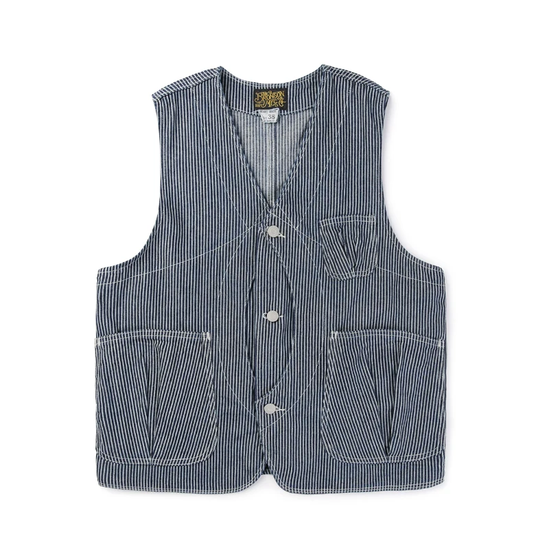 

Bronson cotton fabric Magic Pocket vest men's vintage stripe Vest