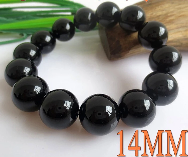 MOROW Unisex New Natural Black Agates Beads Round Jewel Bracelets Fashion Elastic Rope Charm Bracelet for Women Men Gift Jewelry (6)