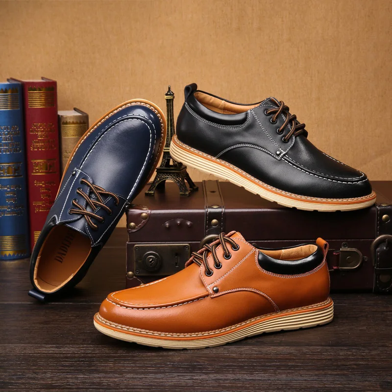 

Mens fashion casual flats Oxfords leather shoes new lace up breathable office leather shoes male lightweight sneaker A228