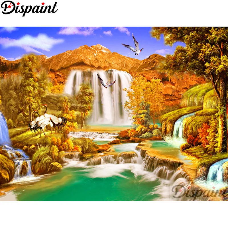

Dispaint Full Square/Round Drill 5D DIY Diamond Painting "Tree waterfall" Embroidery Cross Stitch 3D Home Decor A11177