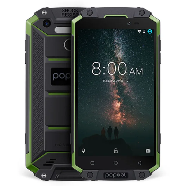 Русский GuoPhone POPTEL P9000 Max смартфон 5," 9000 мАч IP68 Водонепроницаемый MTK6750 Восьмиядерный 4 Гб 64 Гб OTG 13,0 МП+ 5,0 МП - Цвет: Зеленый