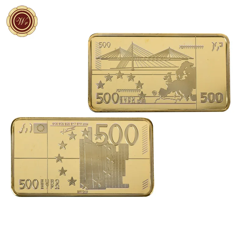 WR 500 Золотая банкнота евро бар 24 k 999,9 позолоченные металлические стержни подарочные сувениры коллекционный Художественный орнамент коллекция