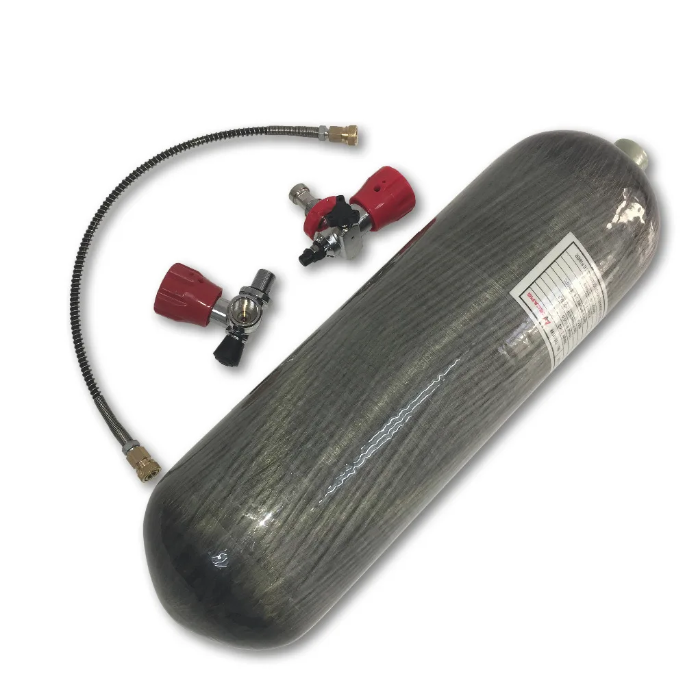 Acecare Fashion PCP Air Gun Hunting Use 6.8L 30Mpa Diving Cylinder Tank With Red Gauged Valve and Filling Station Drop Shipping