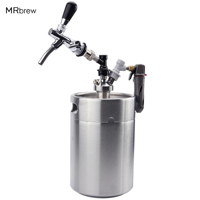 

Stainless Steel 5L Beer Keg Growler + Mini Keg Tap with Adjustable Beer Faucet + Mini Co2 charger Quick Disconnects