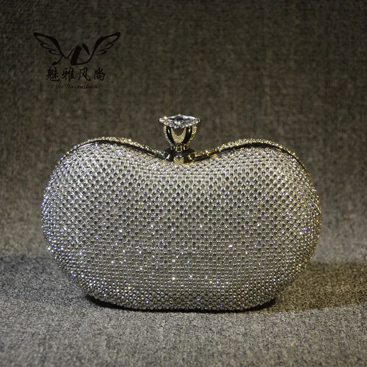 Big Gem Crystal Women Handbag Purse Luxury Full Rhinestone Evening