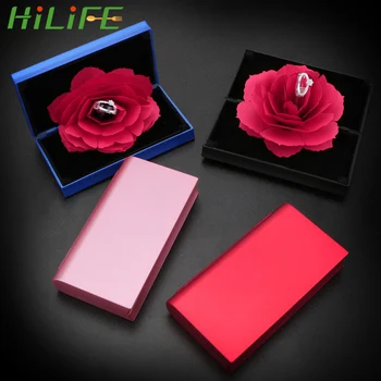 

HILIFE Jewelry Display Boxes Foldable Rose Ring Box For Women Valentine's Day Wedding Gift Box For Rings Jewelry Creative Gift