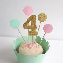 Украшения на день рождения, блестящий золотой номер, украшения для кексов, золотое украшение для именинного торта, индивидуальный номер 4 возраст, топпер для торта, цифровой деко