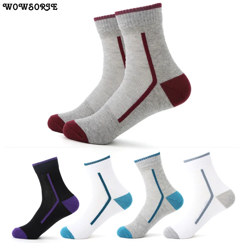 

2019 Men Socks Breathable Sport Running Socks Autumn Winter Men's Cotton Male Patchwork Mesh Comfortable Sock