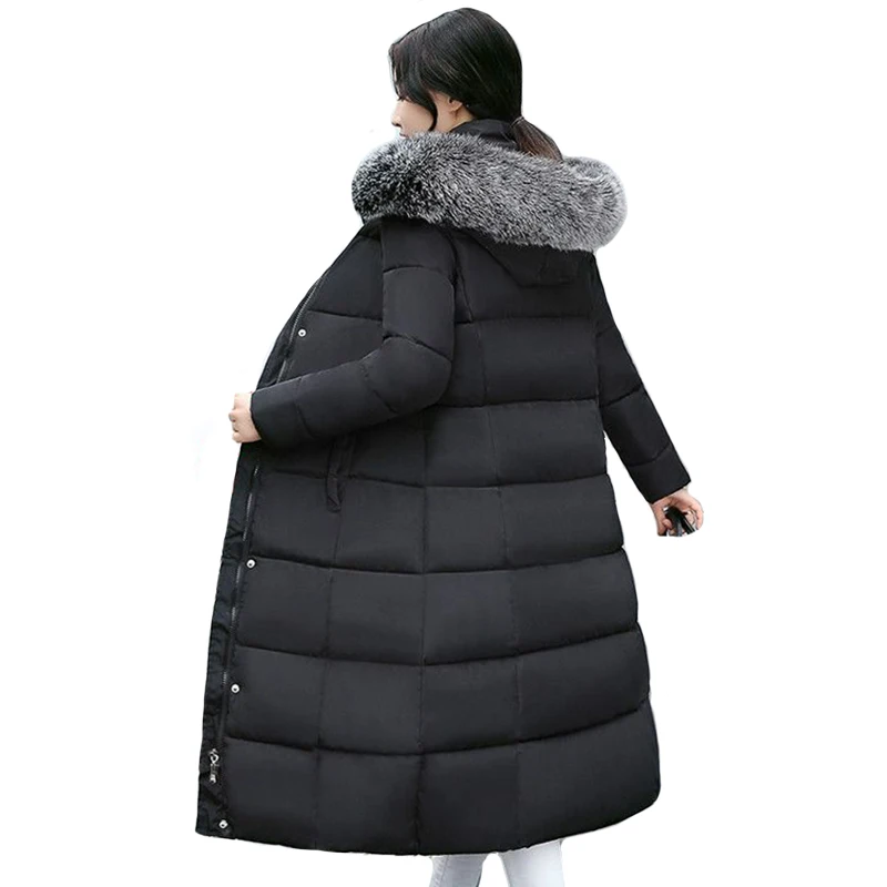 

High Quality Women Winter Jacket X-long 2019 Hooded With Fur Collar Outwear Female Parka Warm Thicken Ladies Coat