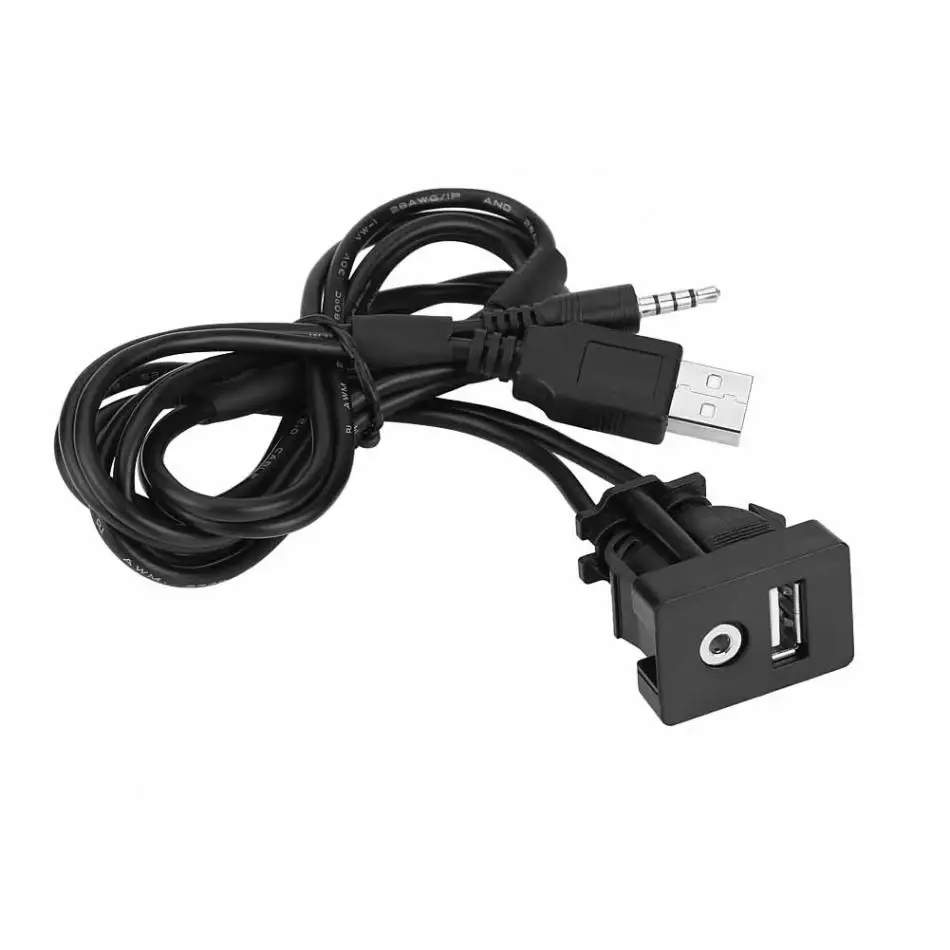 Car Boat Dash Flush Mount USB Port 3.5mm AUX Jack Extension Cable Lead Mounting Panel Styling | Автомобили и мотоциклы