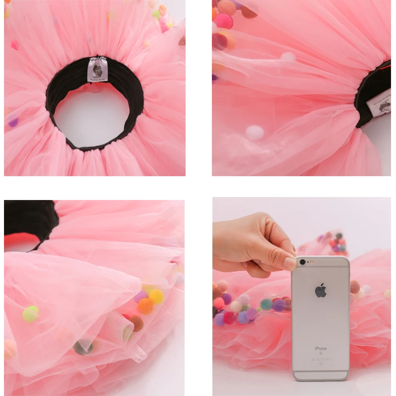 Buenos Ninos Little Girl's Tutu Skirts Princess Party Ballet Dance Skirt With Pom Pom Puff Balls 8-Layers For 1-6T Kids76